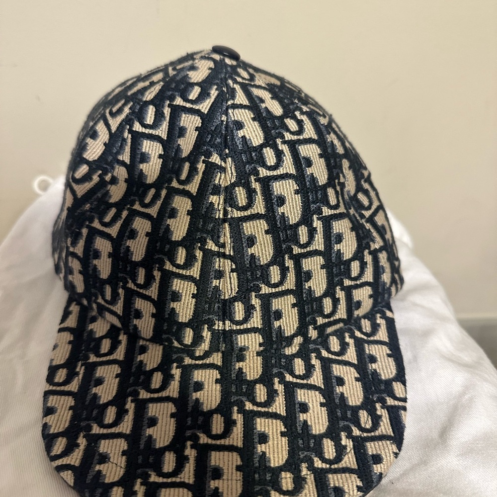 Dior Navy and Beige Monogram Hat